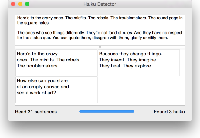Screenshot of Haiku Detector